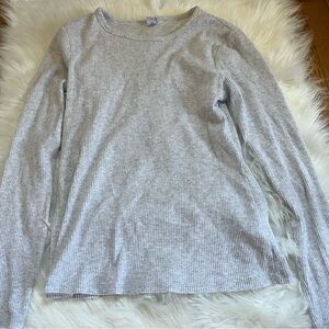 Old Navy Light Gray Ribbed Crewneck Sweater